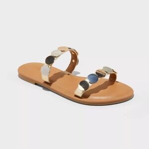 Women's Vivienne Two Band Flat Sandals |Universal Thread 8.5 New Without Tags